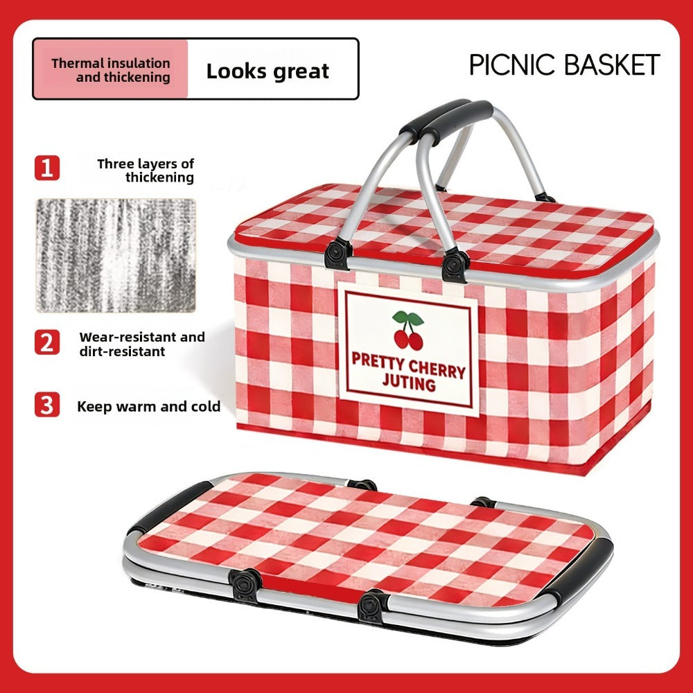 Insulated Picnic Box with Aluminum Frame – Collapsible Thermal Camping Storage Basket for Outdoor Picnic, BBQ — image 13