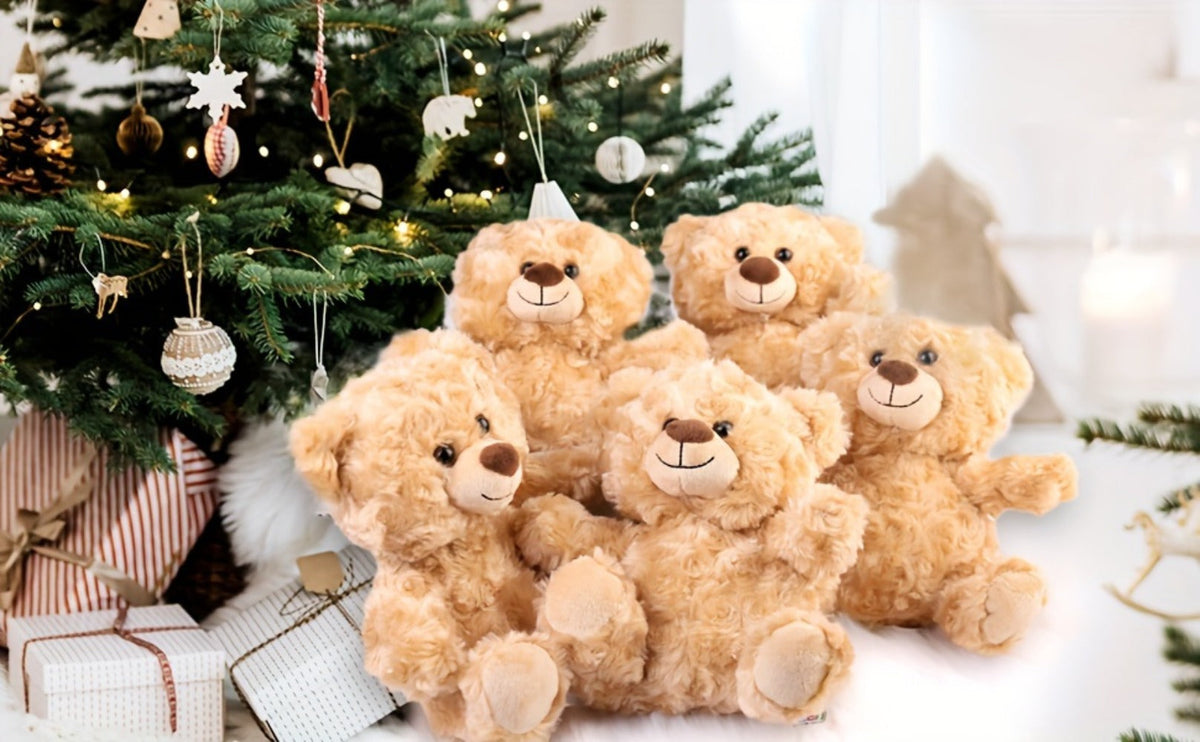 Five-Piece 8-Inch Shaggy Teddy Bear Set with Beige Plush Finish for Party Favors and Gift Bags — image 6
