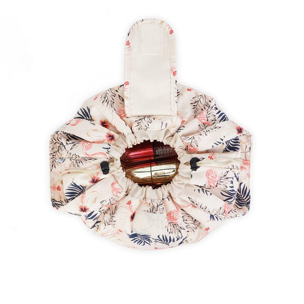Makeup Bag Drawstring Flat-Lay Oxford Organizer in 12 Print and Color Options for Travel, Vanity and Everyday Beauty Storage 