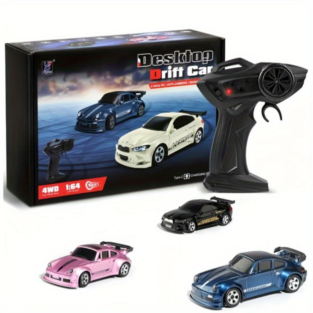 Mini RC Drift Sports Car 1:64 Scale with 4WD Layout, LED Details, Remote Controller and Two Color Options — image 1