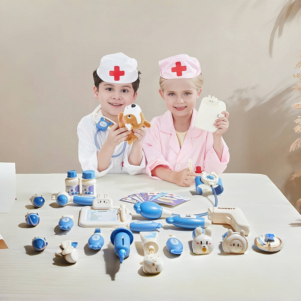 Pink Doctor Pretend Play Toy Set 40pcs for Girls, Simulation Nurse Kit with Stethoscope Injection Dental Tools — image 6