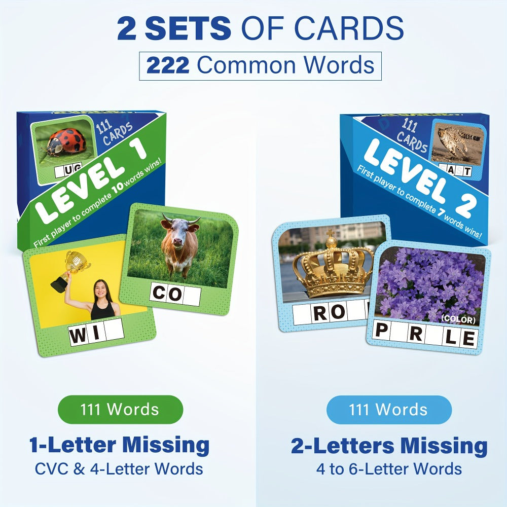 Spelling Flash Card Game for Kids Ages 4-8 – 224 Phonics Sight Word Flashcards, 208 Wood Letter Tiles & Dice — image 9