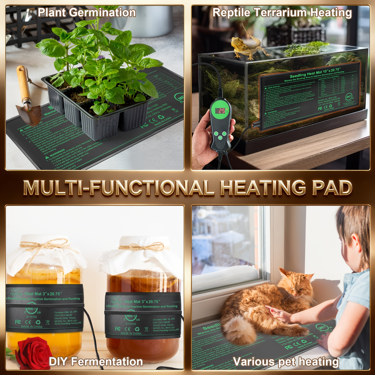 Seedling Heat Mat with Smart Thermostat Control, PVC Germination Heating Pad Accelerate Seed Sprouting Root Zone Warmth — ima