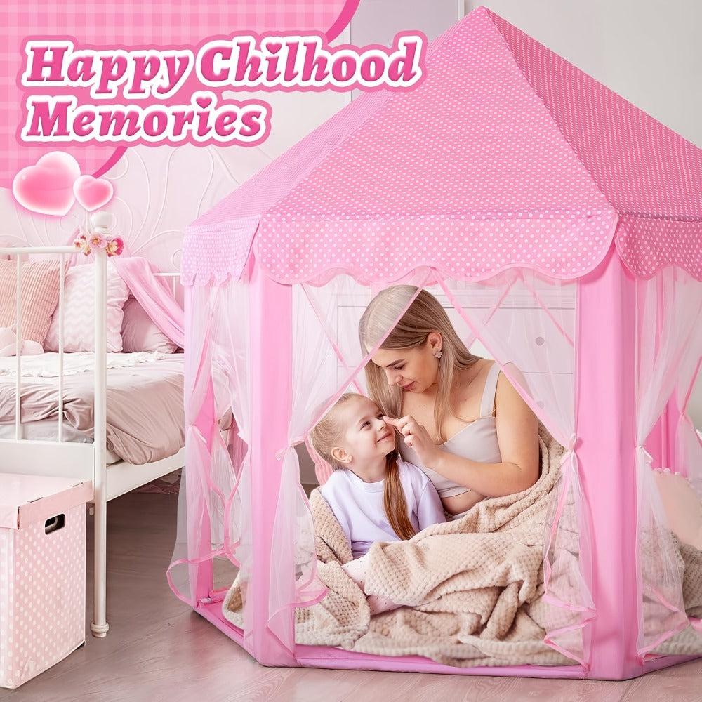 Pink Princess Hexagon Play Tent for Girls Indoor Dream Castle with Gauze with the Listed Color, Size or Set Options for Every