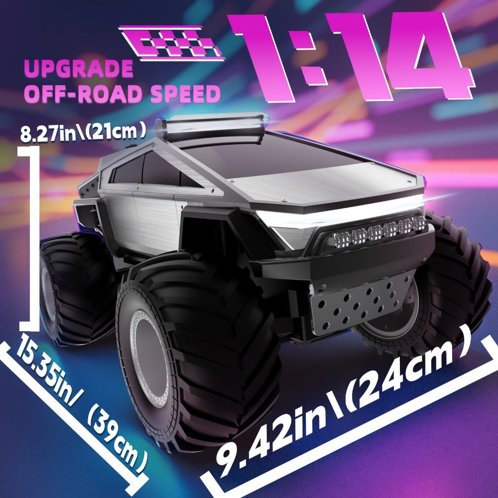 Remote Control Car, Cybertruck-Style 1:14 and 1:18 Pickup Models with 2.4GHz Control, LEDs and Spray Effect — image 2