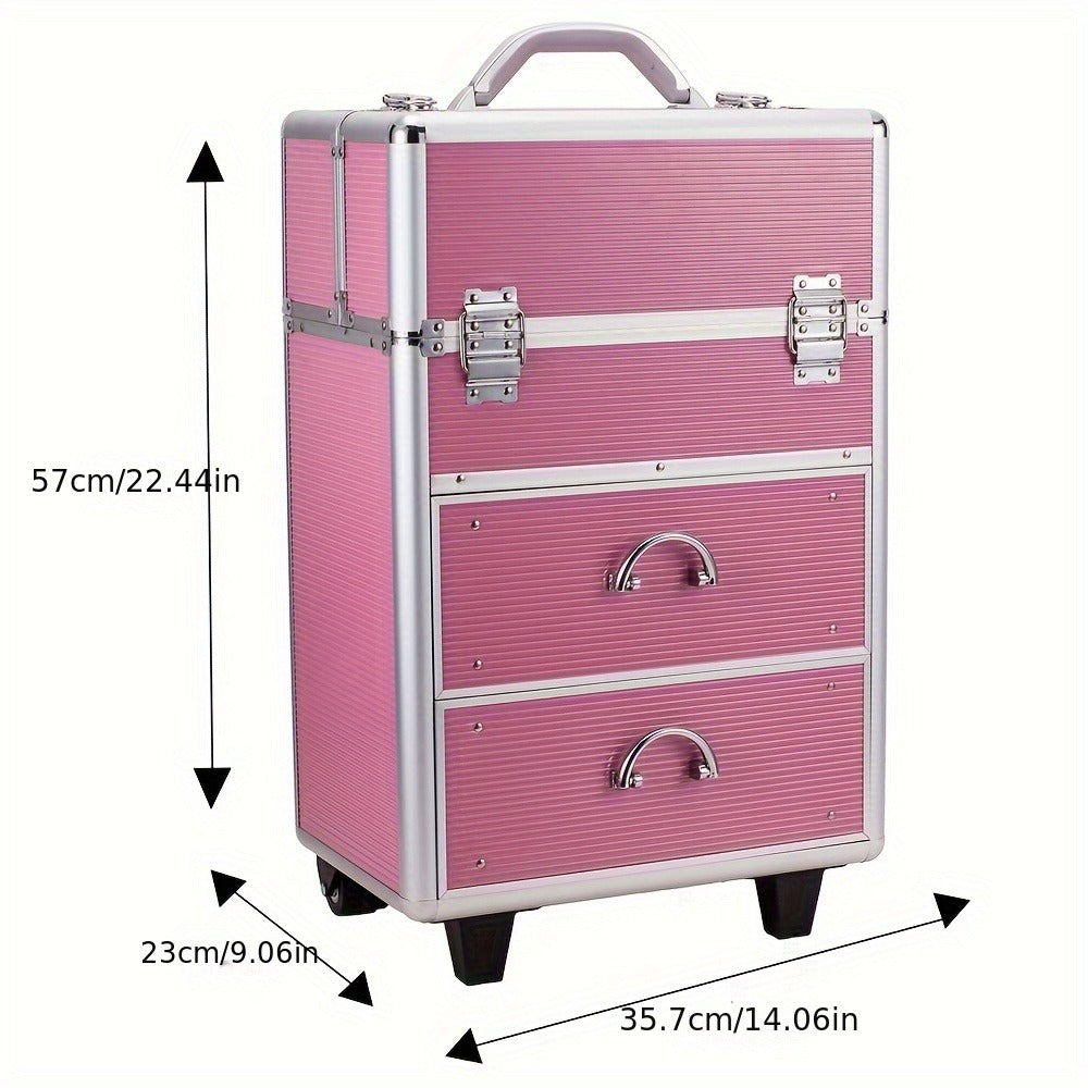 Makeup Train Case in a Lockable Aluminum Multi-Tier Design with Extendable Trays for Portable Salon and Travel Use — image 8