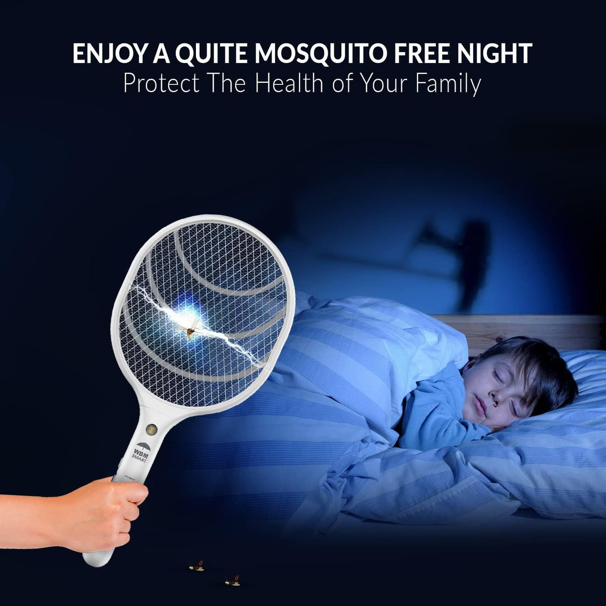 Electric Fly Swatter Racket Rechargeable 2-Pack, 3000V Bug Zapper with LED Light, USB Charging — image 4