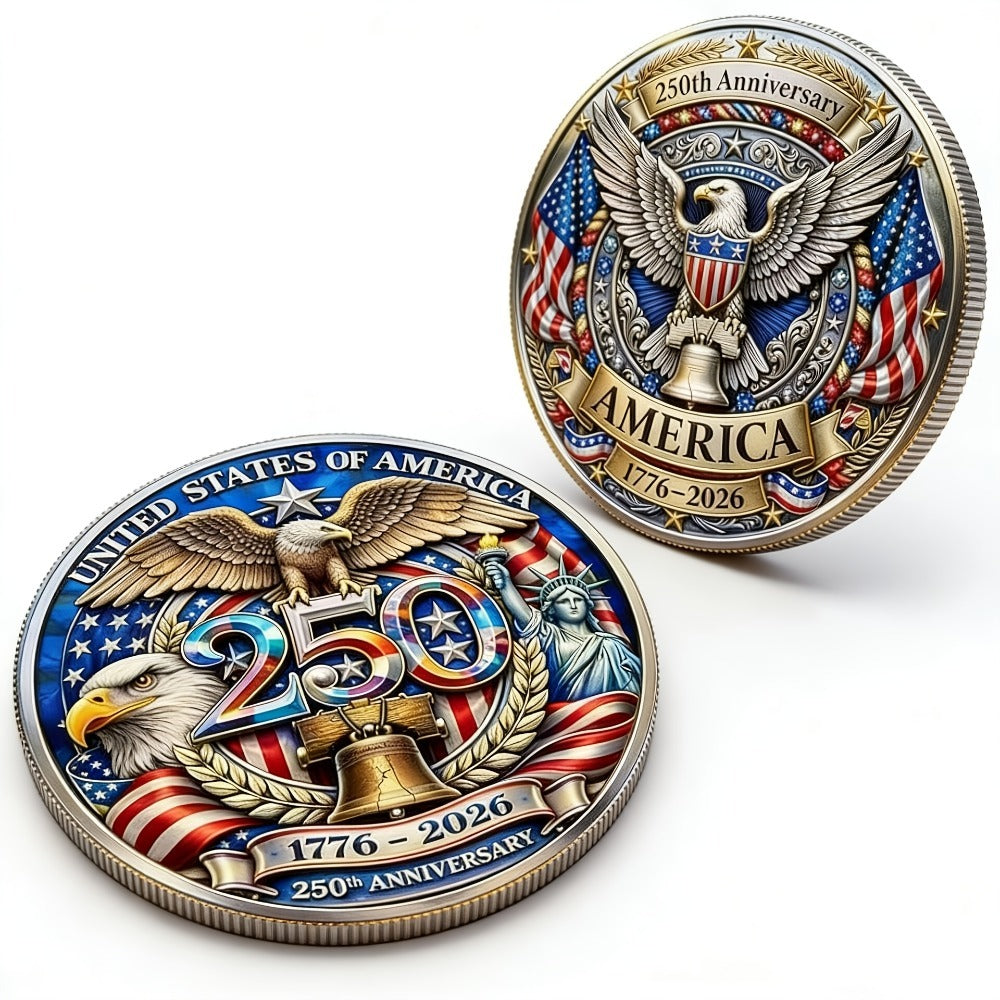 US 250th Anniversary Commemorative Coins 1776-2026 Set of 10 – America 250 Collectible Coins with Dual Historical Patterns — 