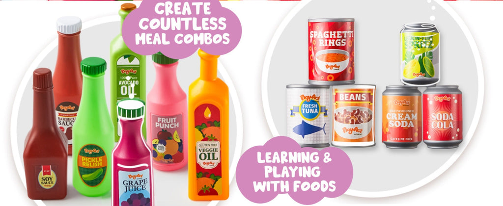 30 Pcs Play Food Grocery Cans Set - Pretend Kitchen Toy with Drinks, Juice, Snacks & Yogurt, Safe — image 11