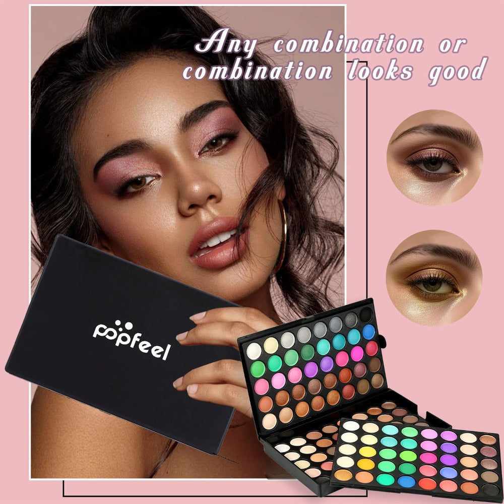 Eyeshadow Palette POPFEEL 120-Shade Folding Color Case with Matte-Shimmer Mix and Optional Six-Brush Bundle — image 2