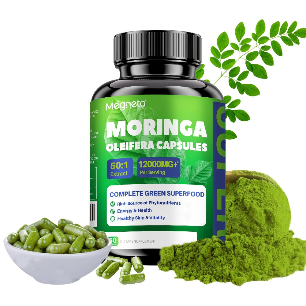 Herbal Supplements with Megneta Label, Moringa Oleifera 12000mg per Serving, 60 Capsules per Bottle — image 3