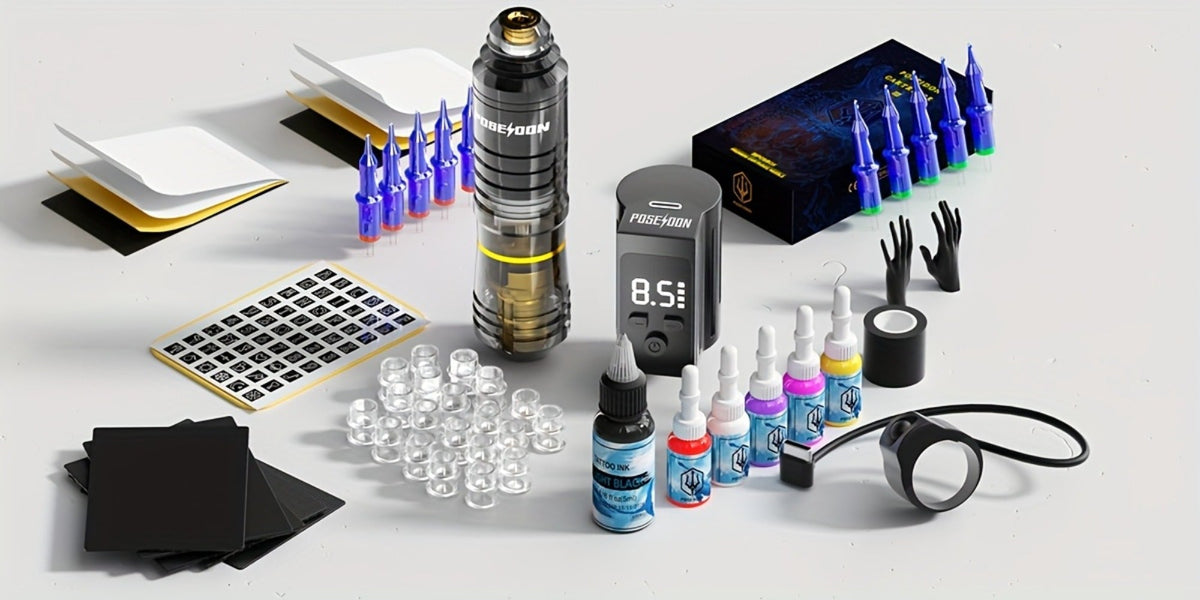 Tattoo Machine Kit POSEIDON BT17-XH Wireless Pen with 1200mAh Battery, LCD, 10 Cartridges and 6 Inks — image 17