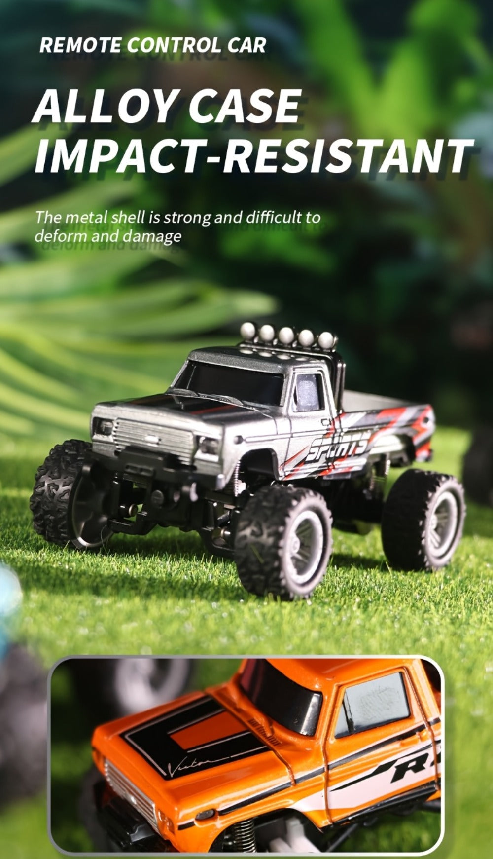 1:64 Scale Mini RC Car Alloy Off-Road Truck with Shock Absorbers – Pocket-Sized Remote Control Car for Boys Ages 6 7 8 9 10 —