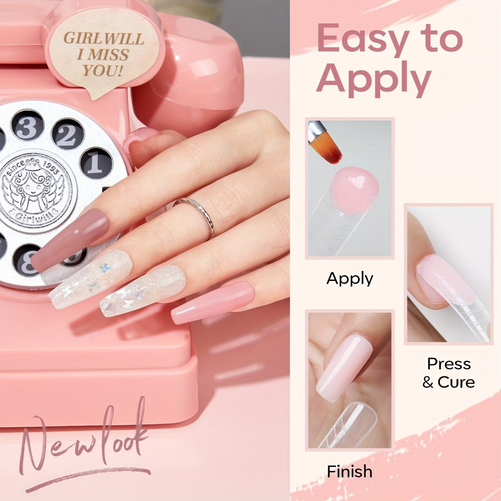 Twelve-Color Poly Extension Gel Tube Set with Nude, Pink, White and Clear Shades for UV or LED Nail Art and Extensions — imag