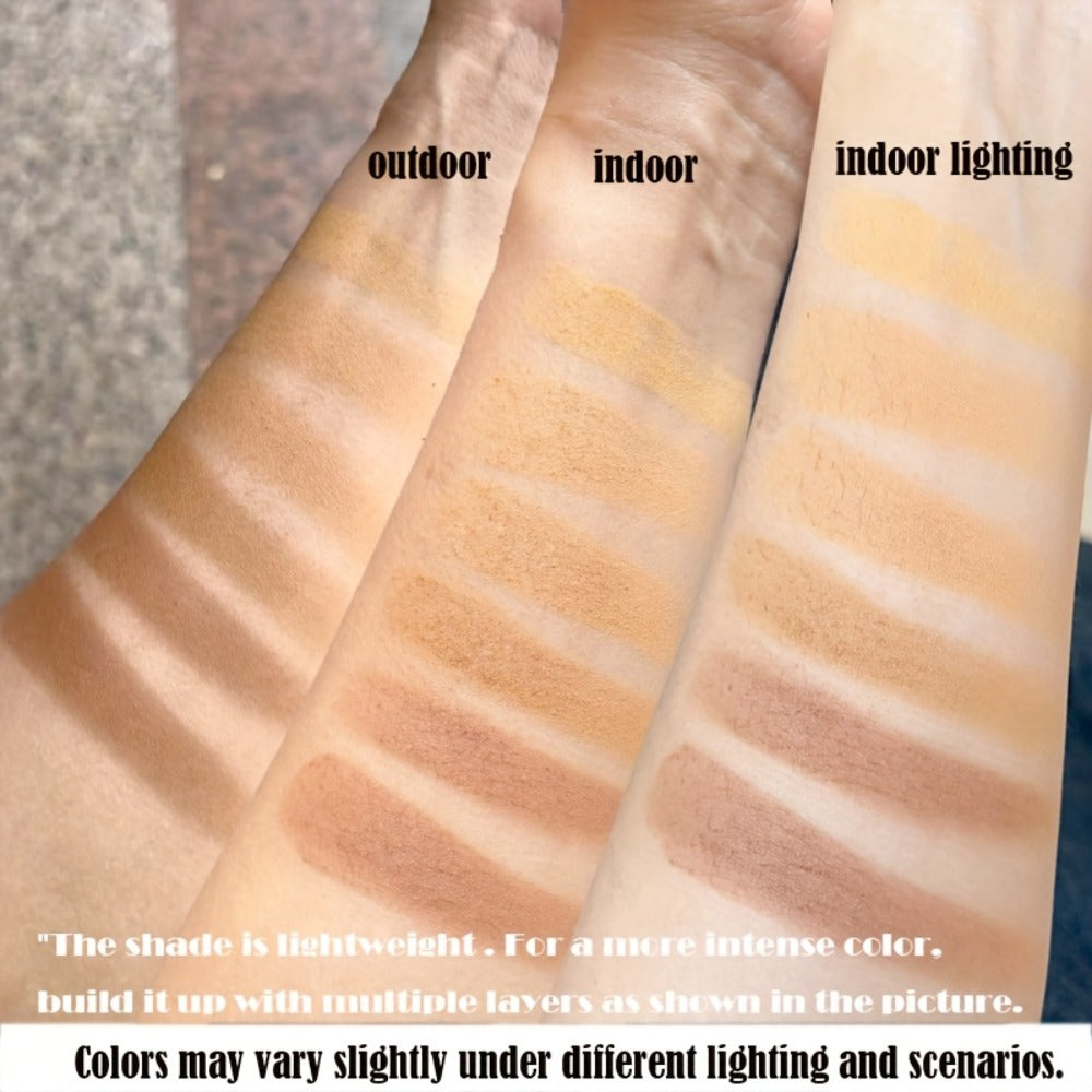 Pressed Powder Foundation Contour Matte Ful1l Coverage Oil Control Waterproof, 6 Shades Light to Dark — image 12