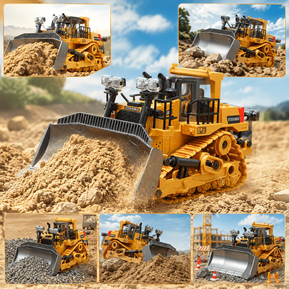 RC Bulldozer 9-Channel 2.4GHz Remote Control, Multifunctional Engineering Vehicle Toy with Alloy Metal Cover — image 8