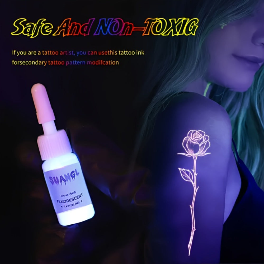 Tattoo Ink UV Fluorescent Set with 5ml Bottles in 5-, 8-, 11- or 15-Color Bottle Options with Item-Specific Color, Capacity a