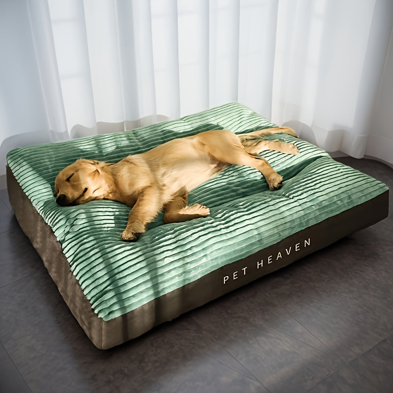 Green Stripe Dog Bed Mattress with Polyester Fiber Cushion, Removable Washable Cover and XL or XXL Size — image 1