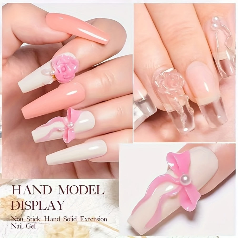 RINO 3D Nail Sculpture Kit 5pcs – Solid Builder Gel with Rhinestone Gel Molding Gel Flower Molds & Sculpting Brush — image 3