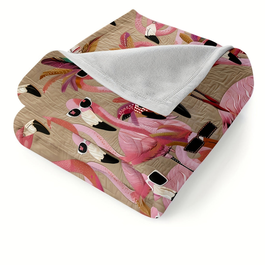 Flamingo Print Flannel Throw Blanket 250-300GSM Soft — image 4