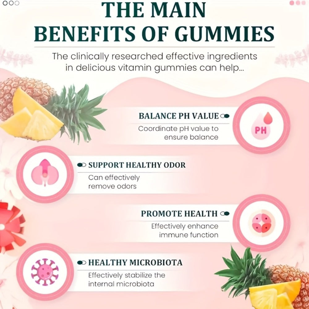Vitamin C Probiotic Gummies for Women's Health, Hawaiian Pineapple Flavour, Daily Immune & Gut Support Supplement for Women —