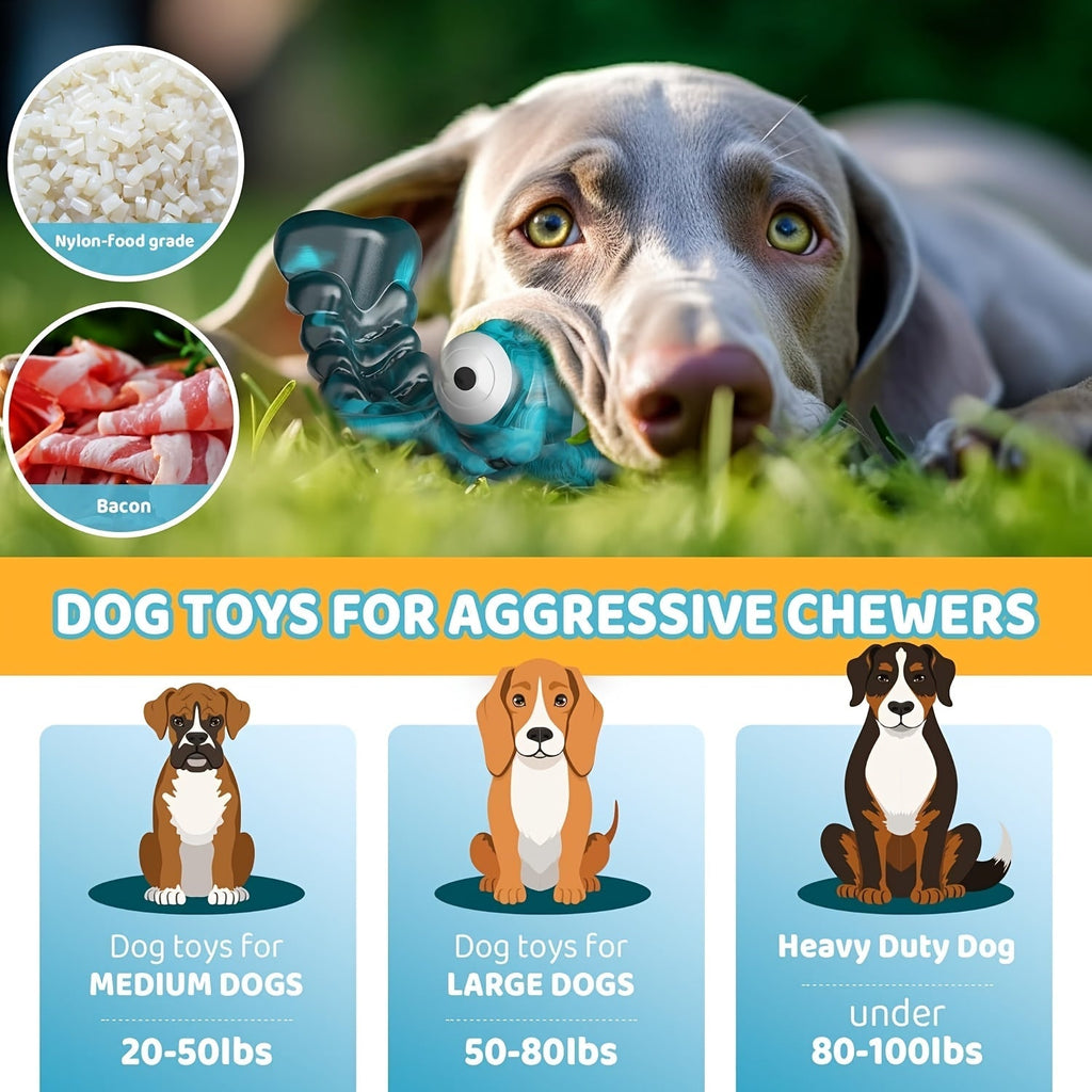 Dog Toy Blue Nylon Dragonfly Chew Design with Bacon Flavor and Textured Wings for Medium Large Dogs — image 3