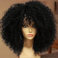 Synthetic Wig 16-Inch Kinky Curly Afro with Bangs in Color 1B and Elastic Cap for Parties and Cosplay — image 9
