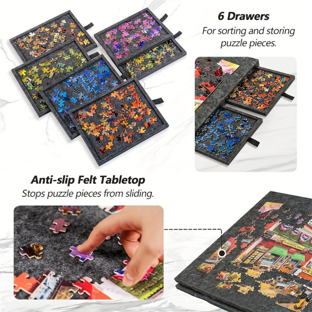Large Puzzle Board for 1000 Piece Puzzles with 6-Drawer Sorting System, Foldable Jigsaw Table with Built-In Stand — image 8