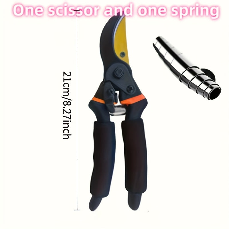 Hand Pruning Shears Set with Black-and-Orange Handles, Replacement Spring and 21cm Pictured Length — image 5