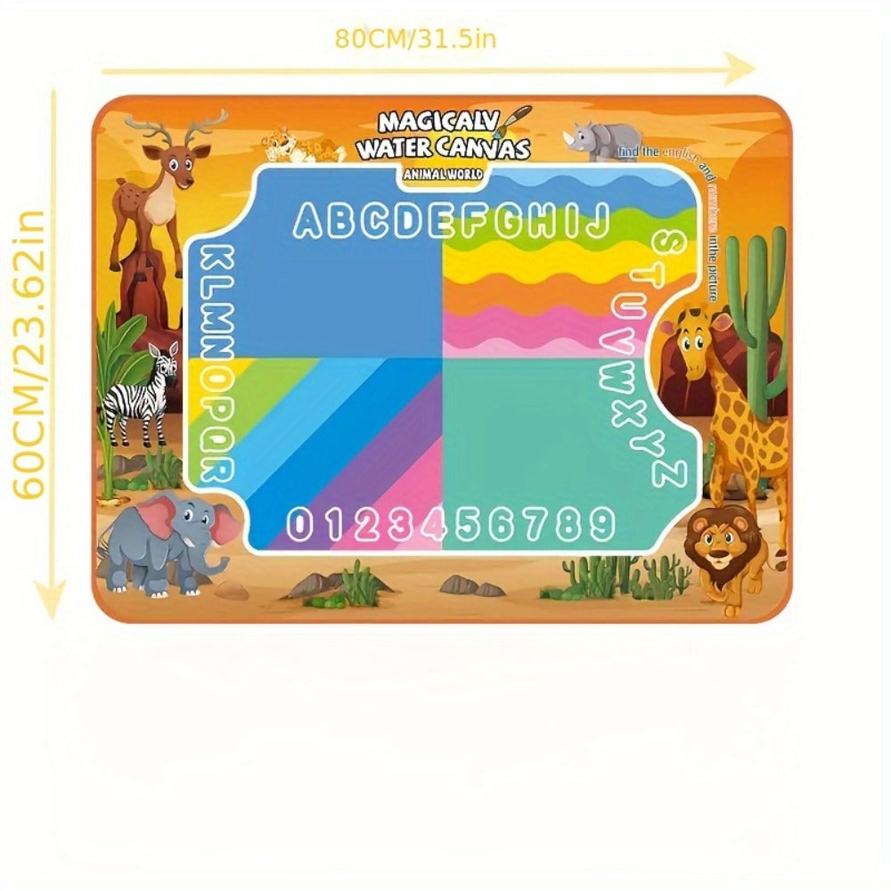 Water Canvas Drawing Mat for Kids Reusable Mess-Free – Magical Paint with Water Art Toy 80x60cm Ocean Animal Designs Screen-F