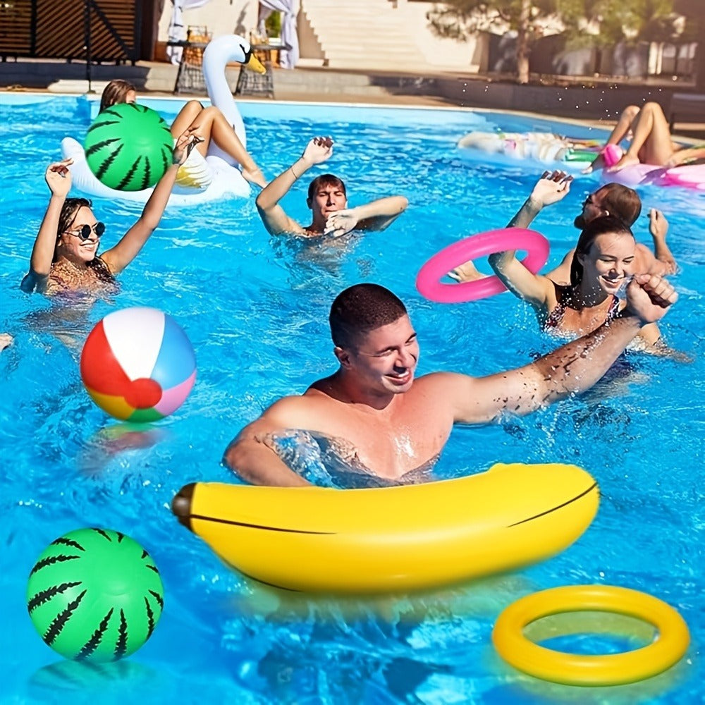 Hawaiian Luau Inflatable Party Decorations 10-Piece Set – 2 Palm Trees, 2 Flamingos, 4 Beach Balls, Parrot & Banana — image 4