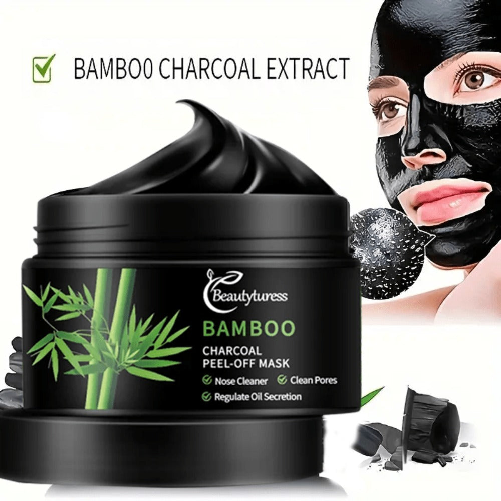Bamboo Charcoal Clay Face Mask Deep Cleansing Pore Minimizing Oil Control Blackhead Remover for Bath Time, Home Spa and Perso