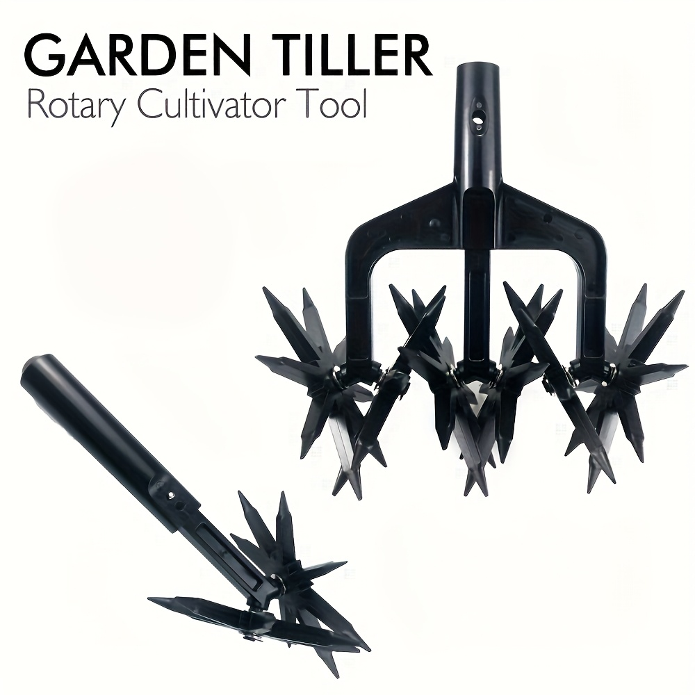 Manual Rotary Garden Cultivator Head with U-Shaped Frame and Detachable Star-Shaped Tine Wheels — image 3