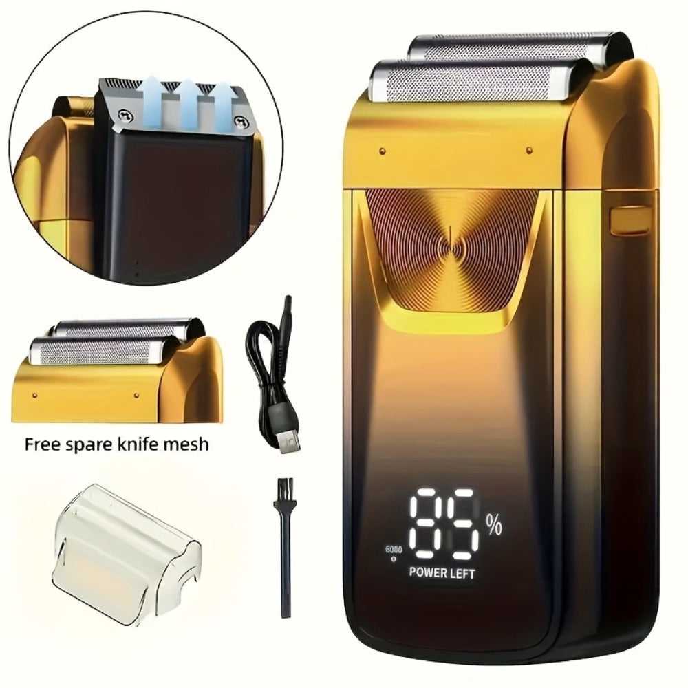 Bald Head Shaver & Beard Trimmer 2-in-1 Electric USB Rechargeable – Aluminum Foil Razor Professional Hair Clipper Grooming To