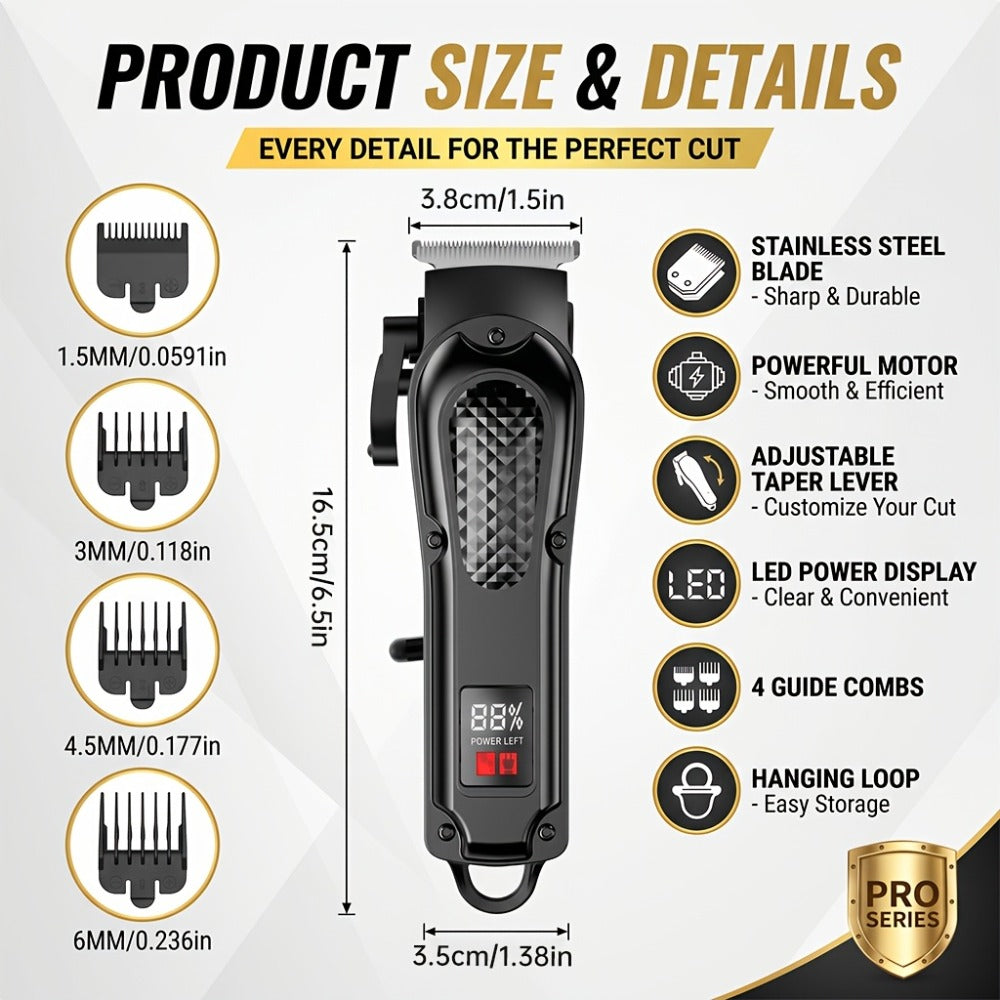 2-Piece Hair Clipper Set with Full-Size Clipper, Detail Trimmer, Guide Combs and USB Charging Accessories — image 23