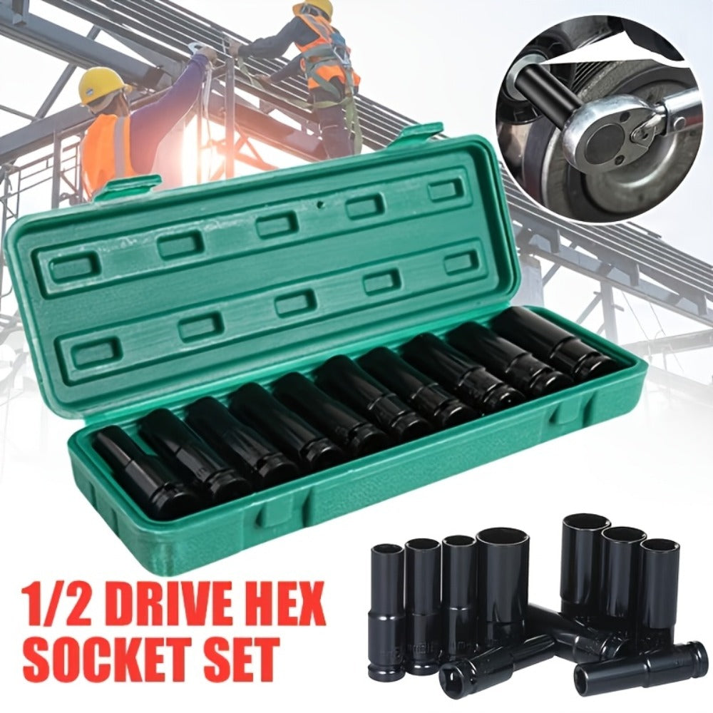 Half-Inch Drive Deep Metric Socket Set with 10- or 20-Piece Checkout Options and Green Carry Case — image 3