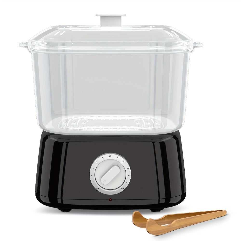 Compact Countertop Towel Steamer with Rotary Control, Black or White Base and Removable Clear Container — image 3