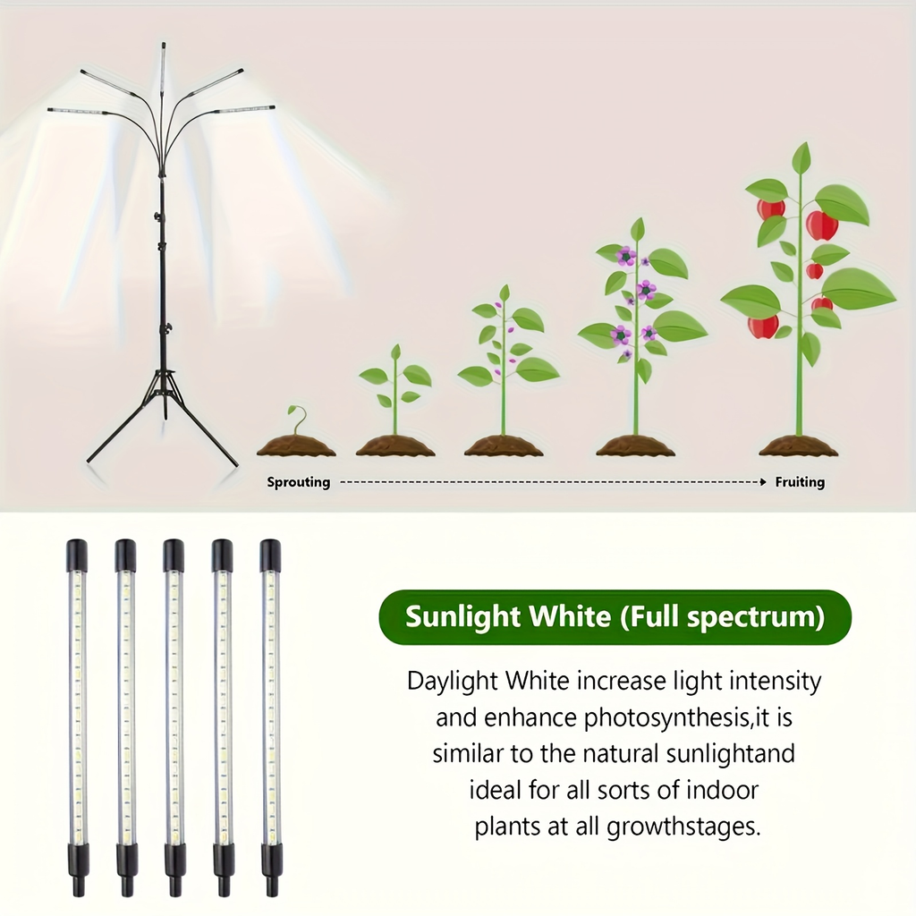 USB Tripod LED Plant Lamp with 4, 5 or 6 Flexible Heads and Adjustable 29-61in Floor Stand — image 11