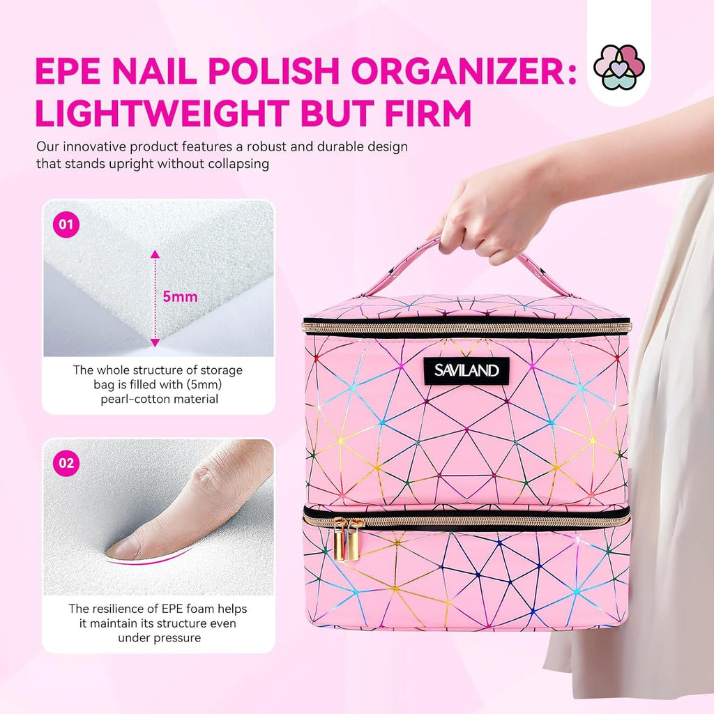 Travel Cosmetic Bag Nail Polish Portable Bag Double Layer Cosmetic Bag