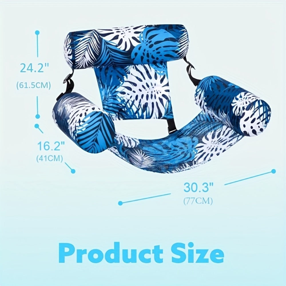 Leaf-Print Inflatable Pool Float Chair with Mesh Sling Seat in Blue, Blue-Green or Red-Cyan Checkout Options — image 13
