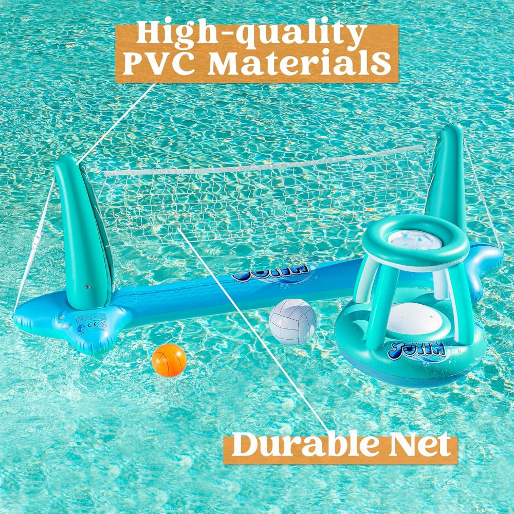 Inflatable Pool Volleyball Set with Basketball Hoop, 2-in-1 Floating Net Court Game for Kids & Adults — image 11