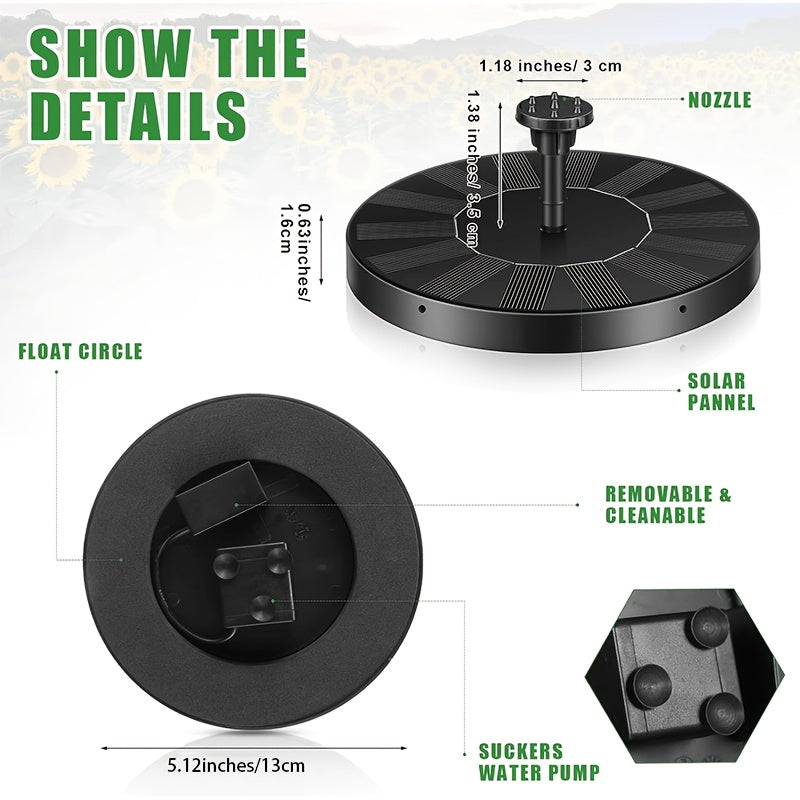 Solar Fountain Pump for Garden, Patio and Yard Use, with the Listed Configuration, for Everyday Use and Organized Storage — i