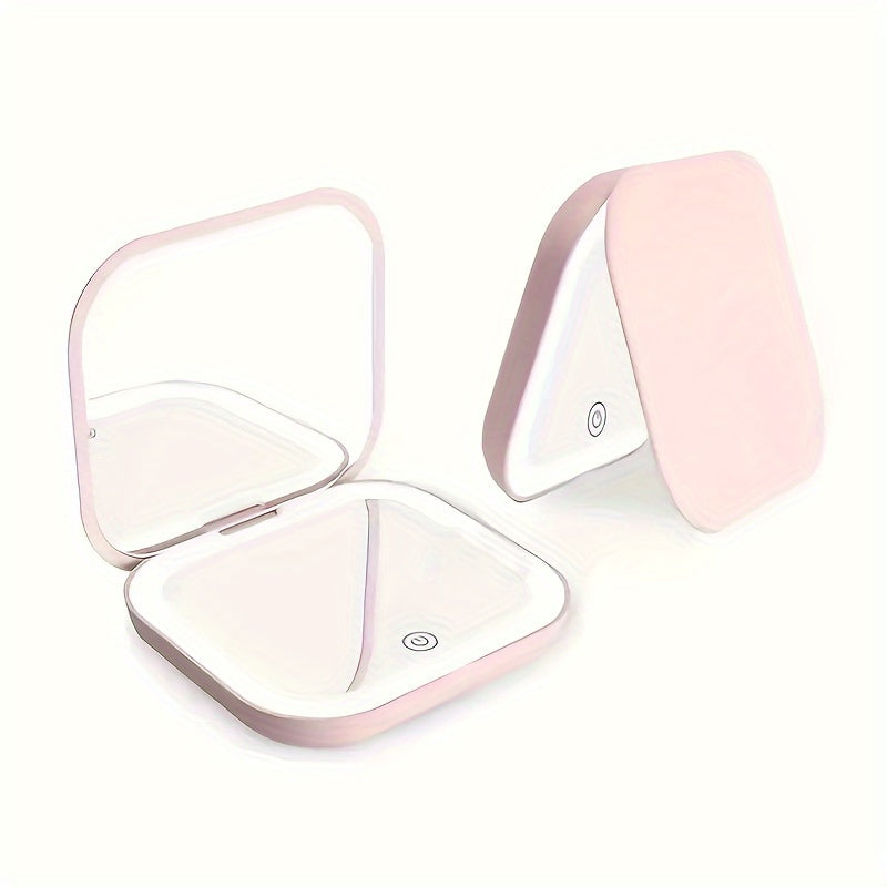Cute Animal LED Makeup Mirror Foldable Double-Sided 3 Brightness Settings – USB Rechargeable, for Makeup, Travel and Everyday