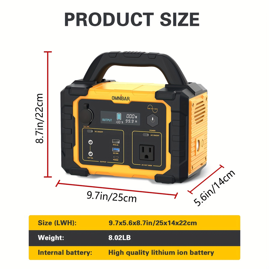 Portable Power Station 294Wh 300W with 600W Peak, Eight Outputs, AC, DC, USB-C and LED Light — image 6