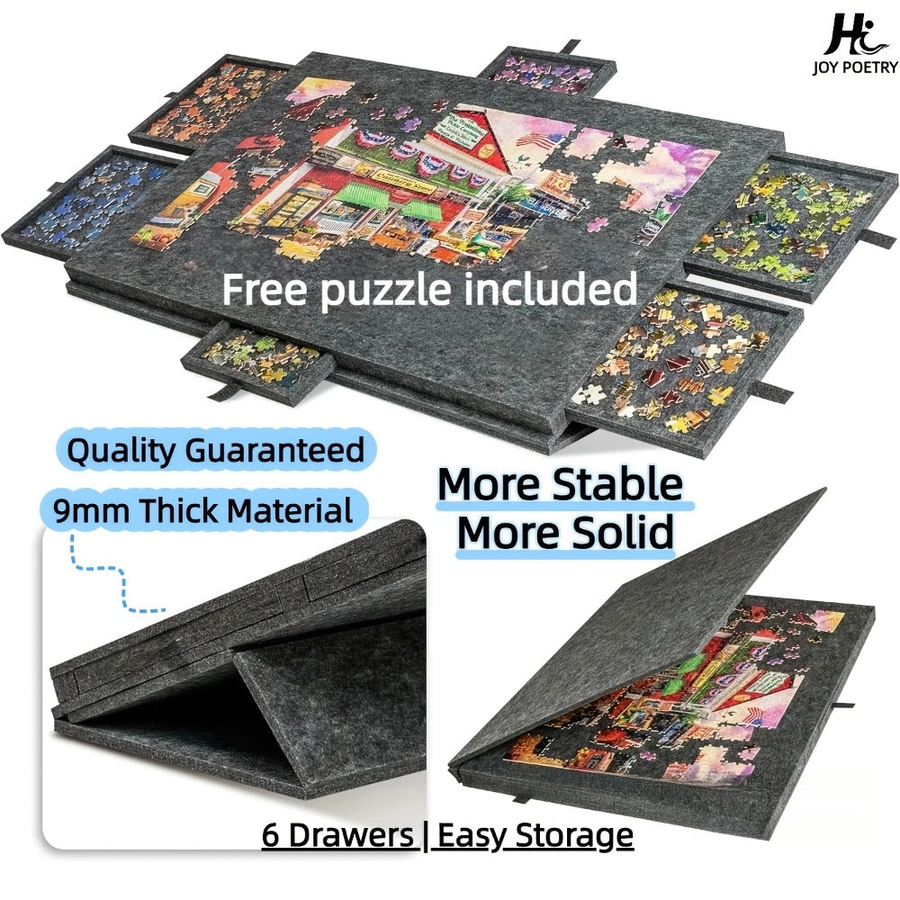 Portable Puzzle Board with Anti-Slip Surface, Fits 1000 & 1500 Piece Puzzles, Jigsaw Puzzle Table for Storage & Family Game N
