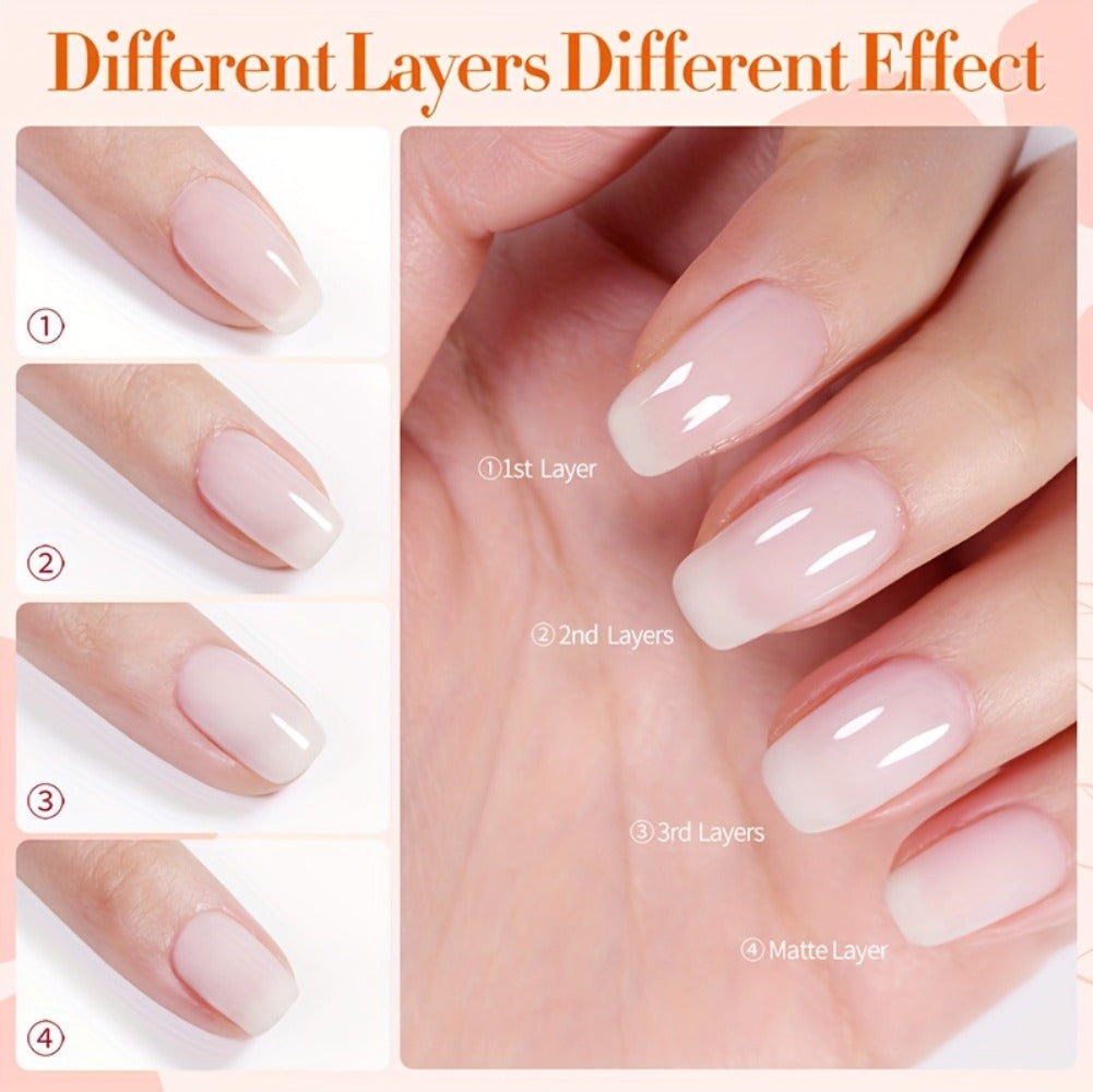 Gel Nail Polish in 10ml Translucent Jelly with 6 Milky, Snow-Glitter and Nude Shade Options — image 24