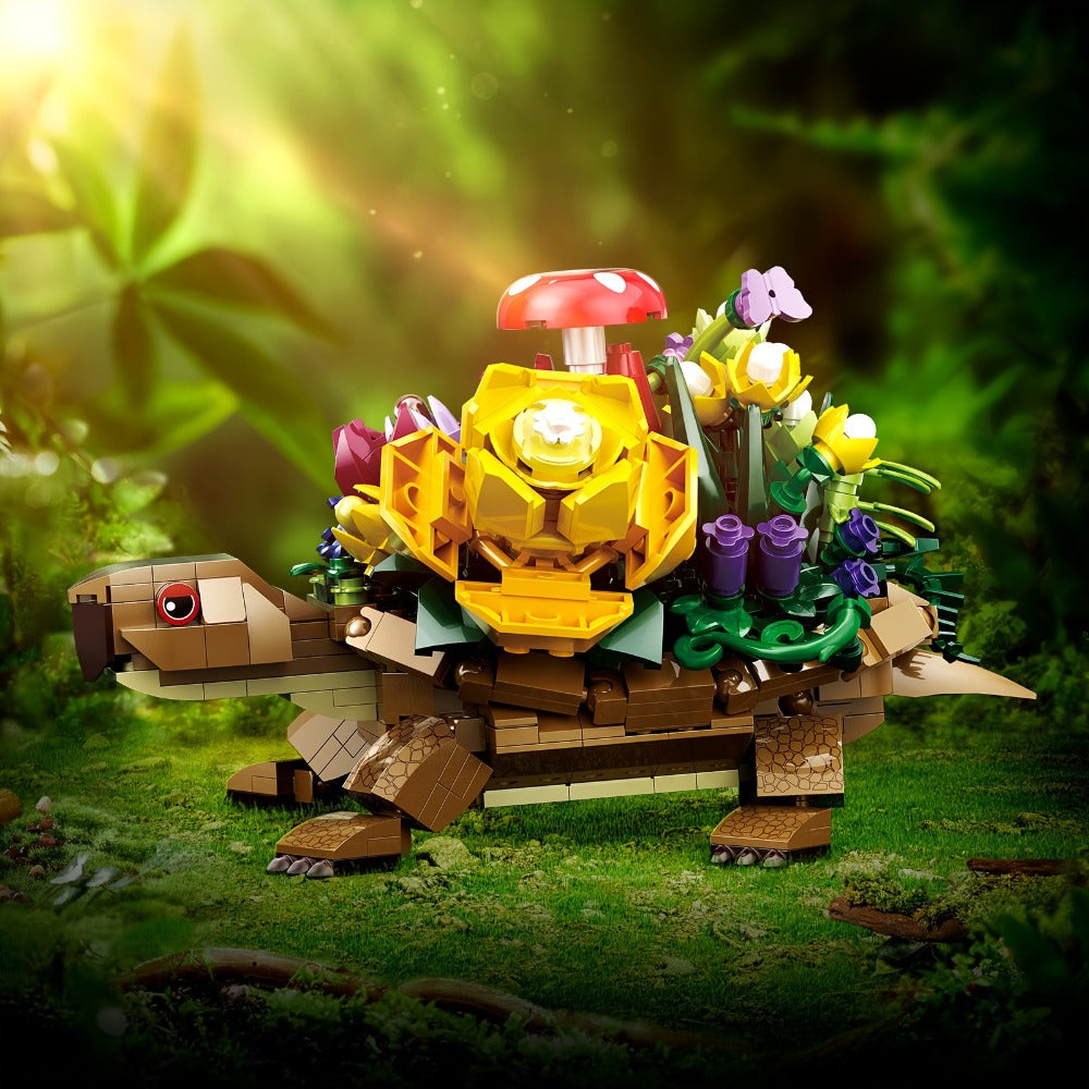 Turtle Flower Planter Building Block Set 510 Pieces – Cute Turtle Brick Puzzle Decor Toy, Unique Handmade Display Gift for Ki