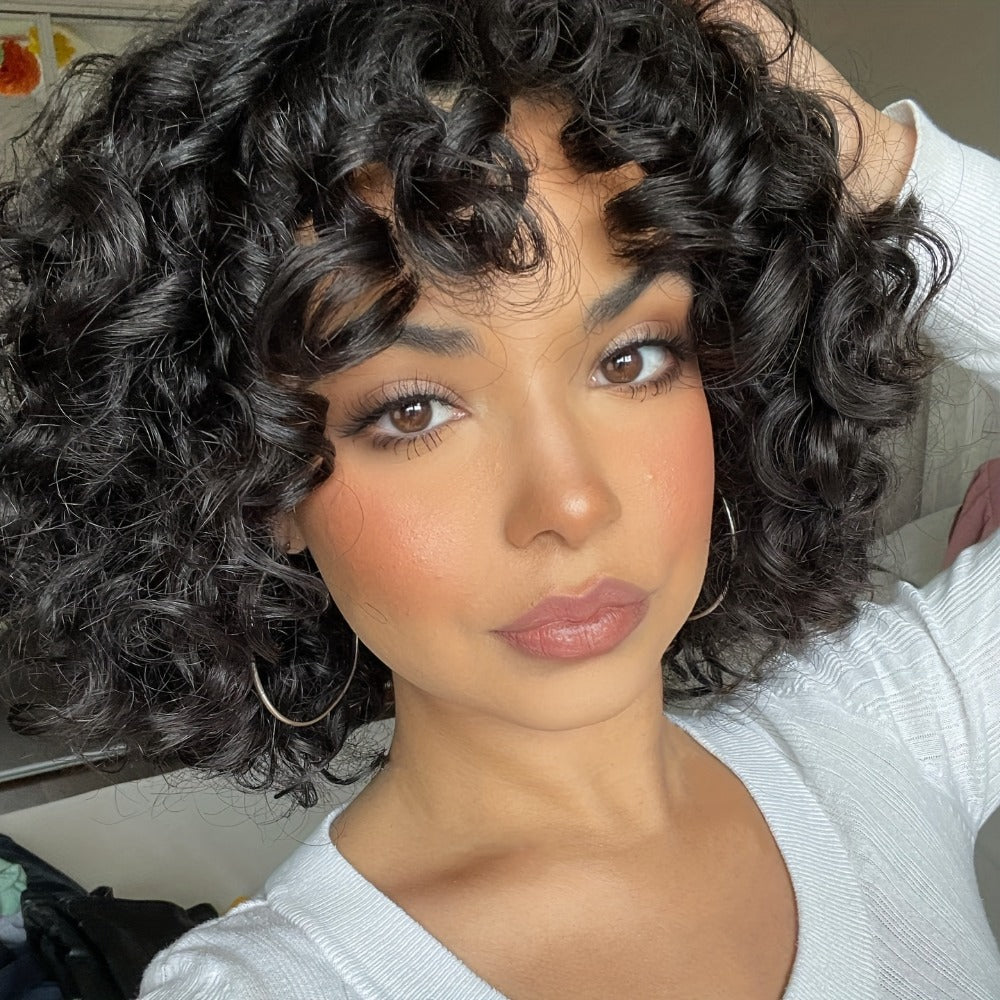 Synthetic Wig 14-Inch Kinky Curly Afro with Bangs in Black, Black-Brown or Golden 33/27 for Daily Style — image 7