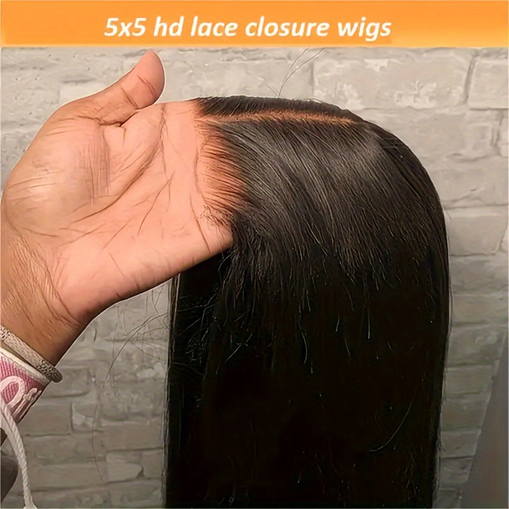 Put On and Go Wig 6x4.5 HD Lace Human Hair Straight 250% Density Glueless Pre-Plucked Pre-Cut Pre-Bleached Knots Long Straigh