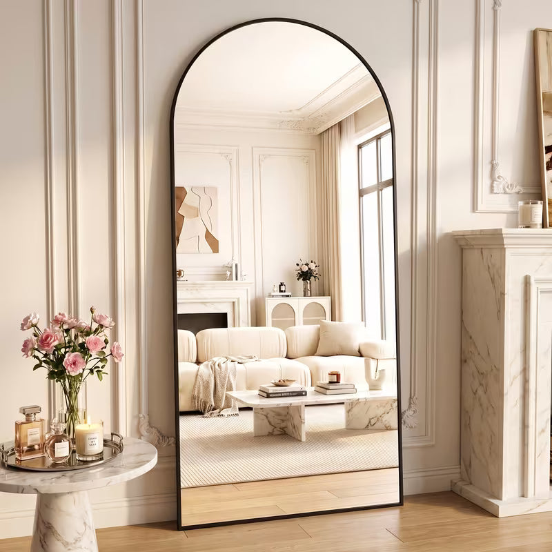 Oversized Arched Full Length Floor Mirror with Stand